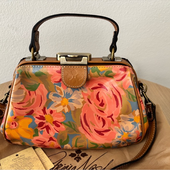 Patricia Nash Pink and Orange Satchel with Floral Design - Picture 1 of 5